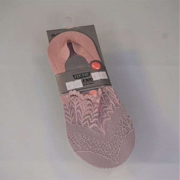 REHE Invisible Socks Laced Women Fashion No Slip Silicon Grip 2 Pairs - Picture 4 of 11